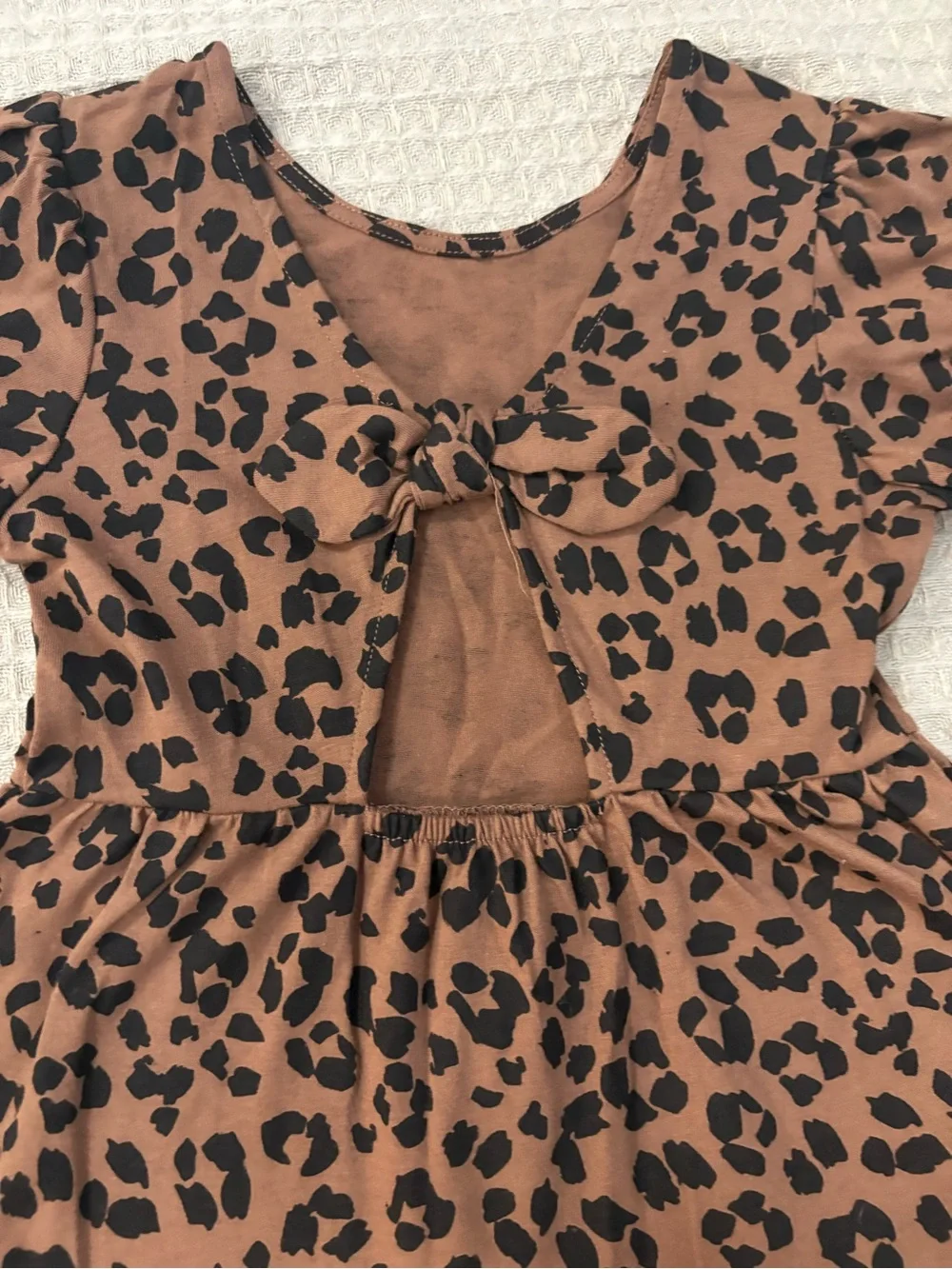 The Reborns Girls Brown Leopard Print Tiered Casual Dress